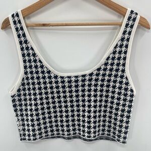 Garage Grunge Indie Skater Houndstooth Cropped Sweater Tank Top Size Medium